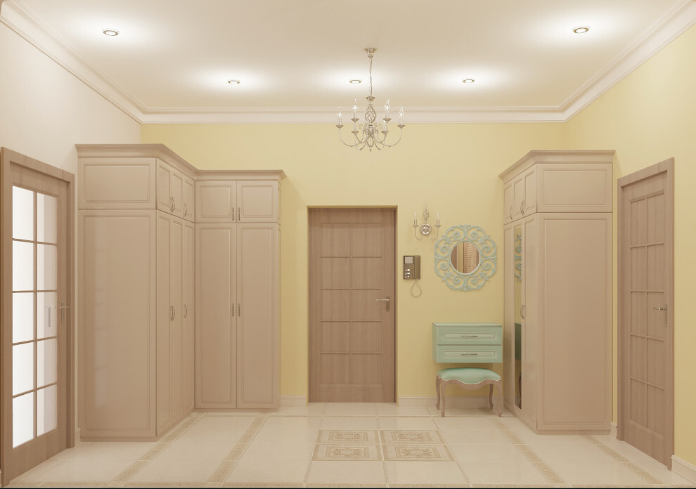 Интерьер коридора с подсветкой настенной, подсветкой светодиодной и с подсветкой в классическом стиле