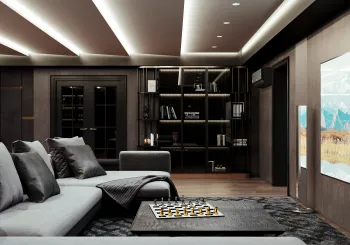 Интерьер гостиной c подсветкой  смотреть на Basicdecor