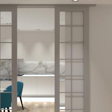 Интерьер с две двери и перегородкой раздвижной  смотреть на Basicdecor