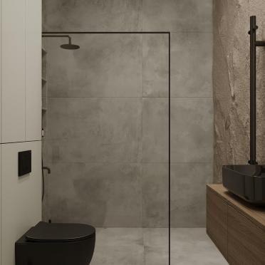Интерьер ванной с душевой из плитки  смотреть на Basicdecor