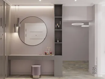 Интерьер ванной с нишей с подсветкой и ресепшном  смотреть на Basicdecor