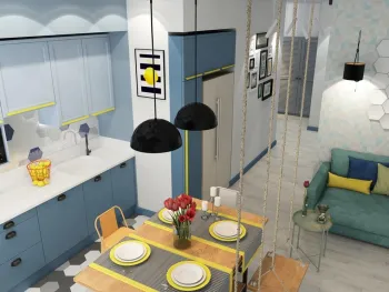 Интерьер кухни cветильниками над столом в стиле фьюжн смотреть на Basicdecor