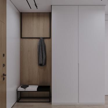 Интерьер прихожей с проходной и шкафом у кровати  смотреть на Basicdecor