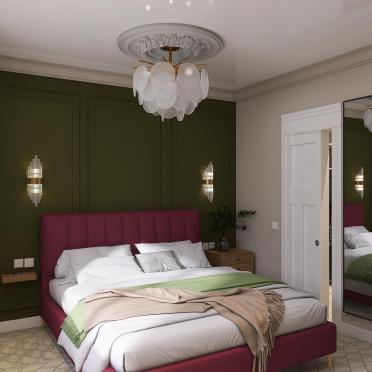 Интерьер спальни cветильниками над кроватью  смотреть на Basicdecor