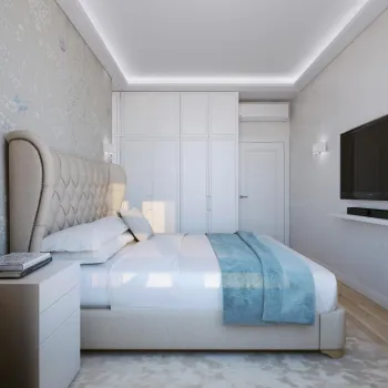 Интерьер спальни cветильниками над кроватью  смотреть на Basicdecor