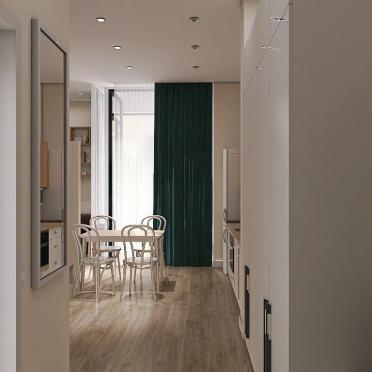 Интерьер с проходной и балконом в современном стиле смотреть на Basicdecor