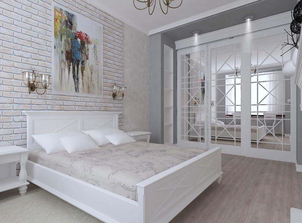 Интерьер спальни в классическом стиле, в стиле лофт и в стиле кантри