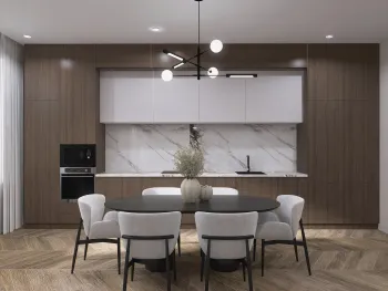 Интерьер гостиной cветильниками над столом  смотреть на Basicdecor