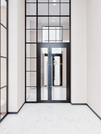 Интерьер с проходной и зеркалом на двери  смотреть на Basicdecor
