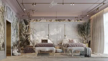 Интерьер спальни с две кровати  смотреть на Basicdecor