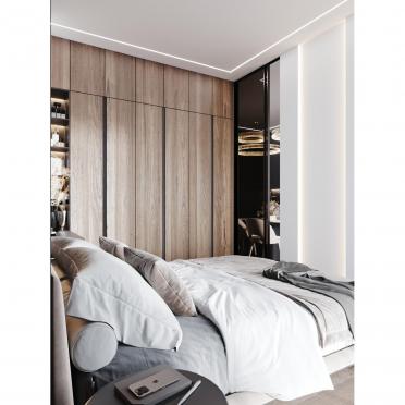 Интерьер спальни с шкафом над кроватью  смотреть на Basicdecor