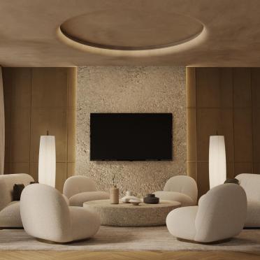 Интерьер гостиной c подсветкой  смотреть на Basicdecor