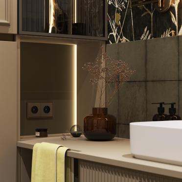 Интерьер ванной c подсветкой  смотреть на Basicdecor