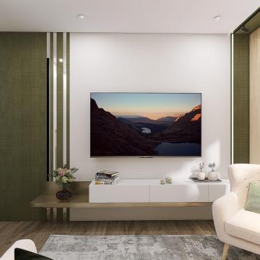 Интерьер гостиной с телевизором на стене  смотреть на Basicdecor