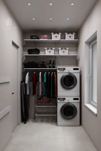Интерьер гардеробной с постирочной  смотреть на Basicdecor