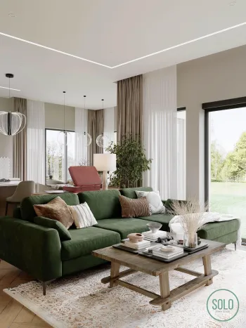 Интерьер гостиной cветовыми линиями и с подсветкой  смотреть на Basicdecor