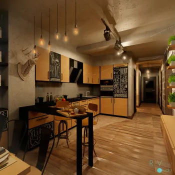 Интерьер кухни в стиле лофт смотреть на Basicdecor