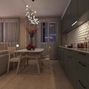 Интерьер кухни cветильниками над столом  смотреть на Basicdecor