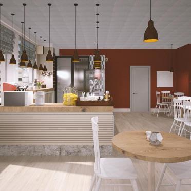 Интерьер кафе и ресторана с барной стойкой  смотреть на Basicdecor