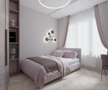 Интерьер спальни cветильниками над кроватью и с подсветкой  смотреть на Basicdecor