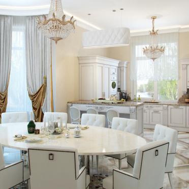 Интерьер кухни c эркером в классическом стиле смотреть на Basicdecor