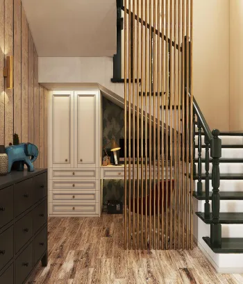 Интерьер коридора с лестницей  смотреть на Basicdecor