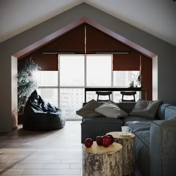 Интерьер спальни с жалюзи  смотреть на Basicdecor