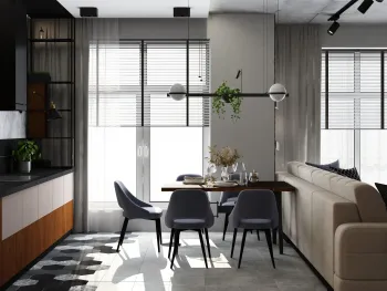 Интерьер кухни с жалюзи  смотреть на Basicdecor