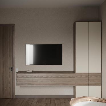 Интерьер с телевизором на стене и нишей для телевизора  смотреть на Basicdecor