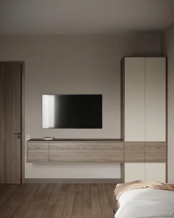 Интерьер с телевизором на стене и нишей для телевизора  смотреть на Basicdecor