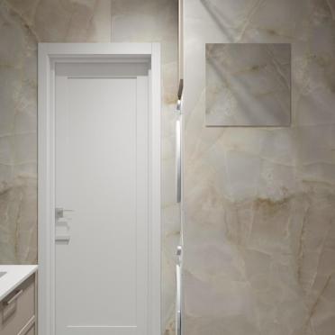 Интерьер ванной с зеркалом на двери  смотреть на Basicdecor