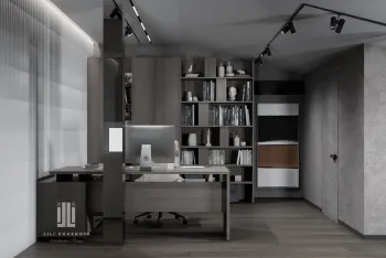 Интерьер кабинета с библиотекой  смотреть на Basicdecor