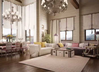 Интерьер гостиной в стиле кантри, в стиле фьюжн и винтажном смотреть на Basicdecor