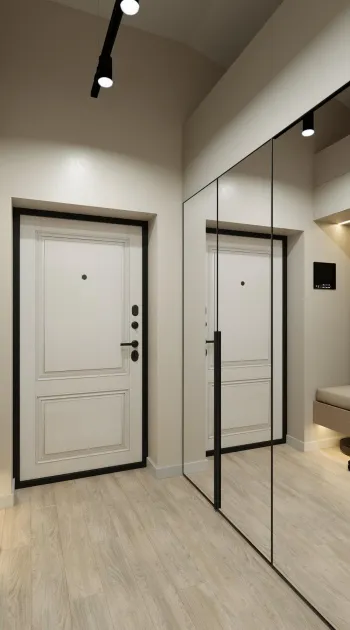 Интерьер прихожей с зеркалом на двери  смотреть на Basicdecor