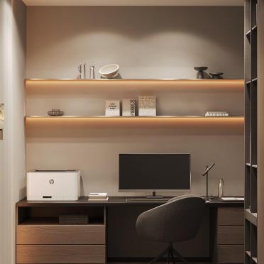 Интерьер кабинета с нишей с подсветкой и с подсветкой  смотреть на Basicdecor