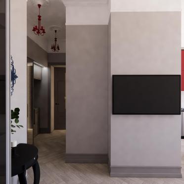Интерьер гостиной с телевизором на стене  смотреть на Basicdecor