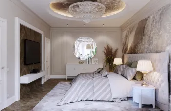 Интерьер спальни cветильниками над кроватью  смотреть на Basicdecor