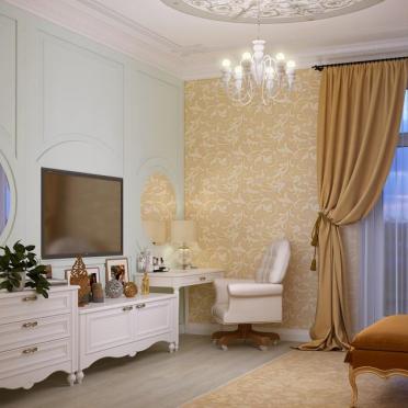 Интерьер спальни c рабочим местом в классическом стиле смотреть на Basicdecor