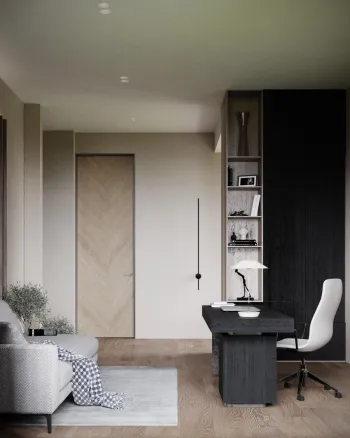 Интерьер кабинета с дверными жалюзи  смотреть на Basicdecor
