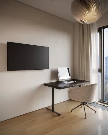 Интерьер с телевизором на стене  смотреть на Basicdecor