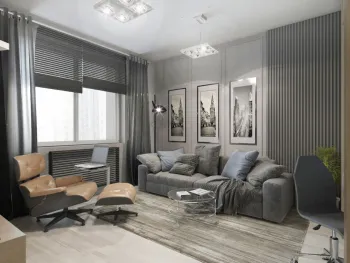 Интерьер гостиной c рабочим местом  смотреть на Basicdecor