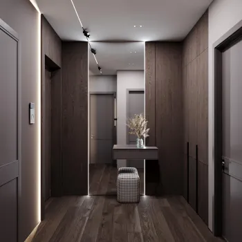 Интерьер прихожей cветовыми линиями и с подсветкой  смотреть на Basicdecor