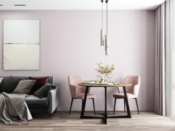 Интерьер столовой cветильниками над столом  смотреть на Basicdecor
