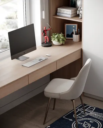 Интерьер детской c рабочим местом у окна и столом у окна  смотреть на Basicdecor