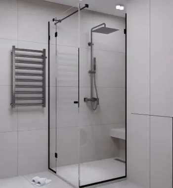 Интерьер ванной с душевой из плитки и без окна  смотреть на Basicdecor