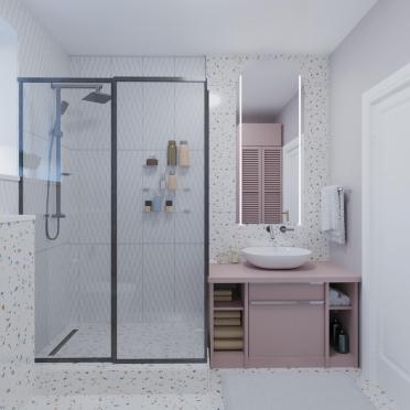 Интерьер ванной с душевой из плитки  смотреть на Basicdecor