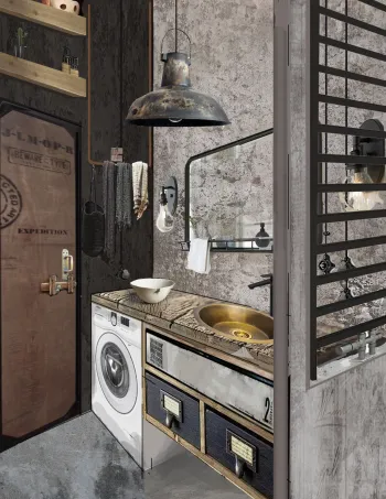 Интерьер ванной с постирочной в стимпанке смотреть на Basicdecor