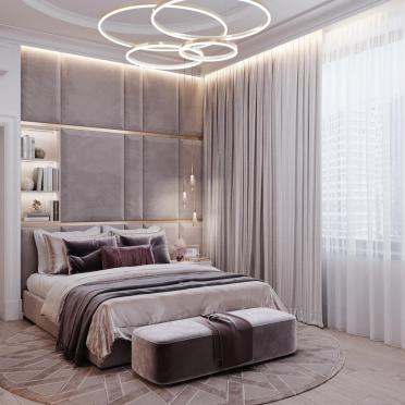 Интерьер спальни cветильниками над кроватью  смотреть на Basicdecor