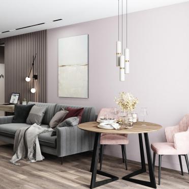 Интерьер столовой cветильниками над столом  смотреть на Basicdecor