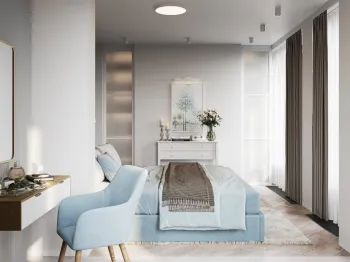 Интерьер спальни cветильниками над кроватью  смотреть на Basicdecor